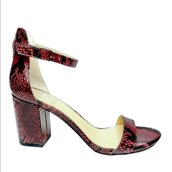 Vince Camuto Beah Snakeskin Burgundy Low Heel Sandals 10 NWT - Picture 10 of 10